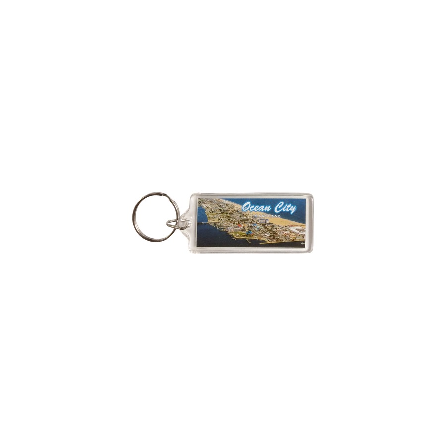 KEYRING LUCITE OC AERIAL RECTANGLE