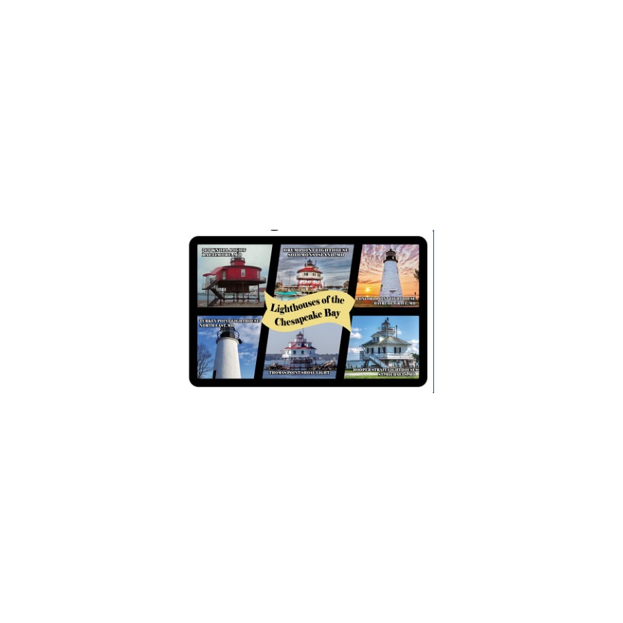 CHESAPEAKE BAY LIGHTHOUSES 6 PICS 2-LEVEL DECO MAGNET