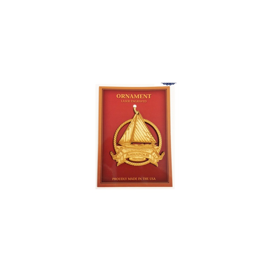 ORNAMENT WOOD ANNAPOLIS SAILBOAT