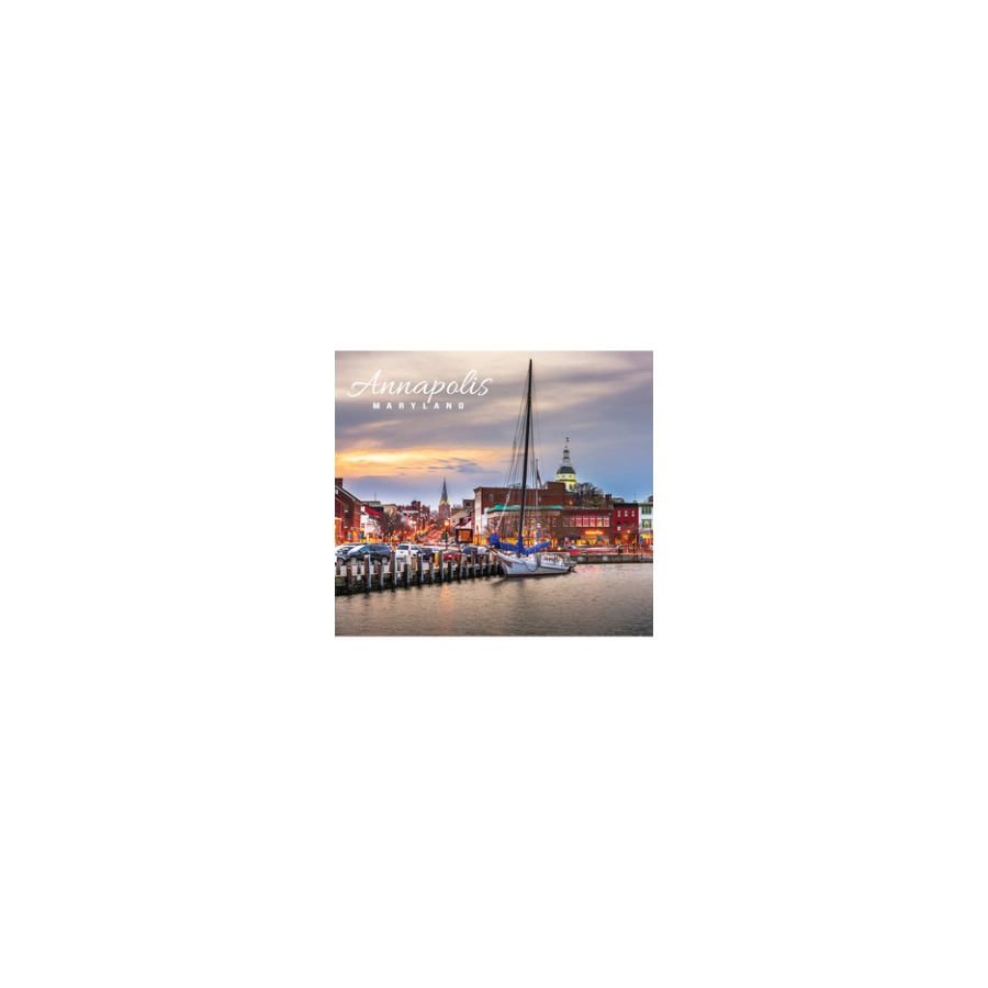 PVC EMBOSSED MAGNET ANNAPOLIS DOCK SUNSET W/ GOLD HIGHLIGHTS