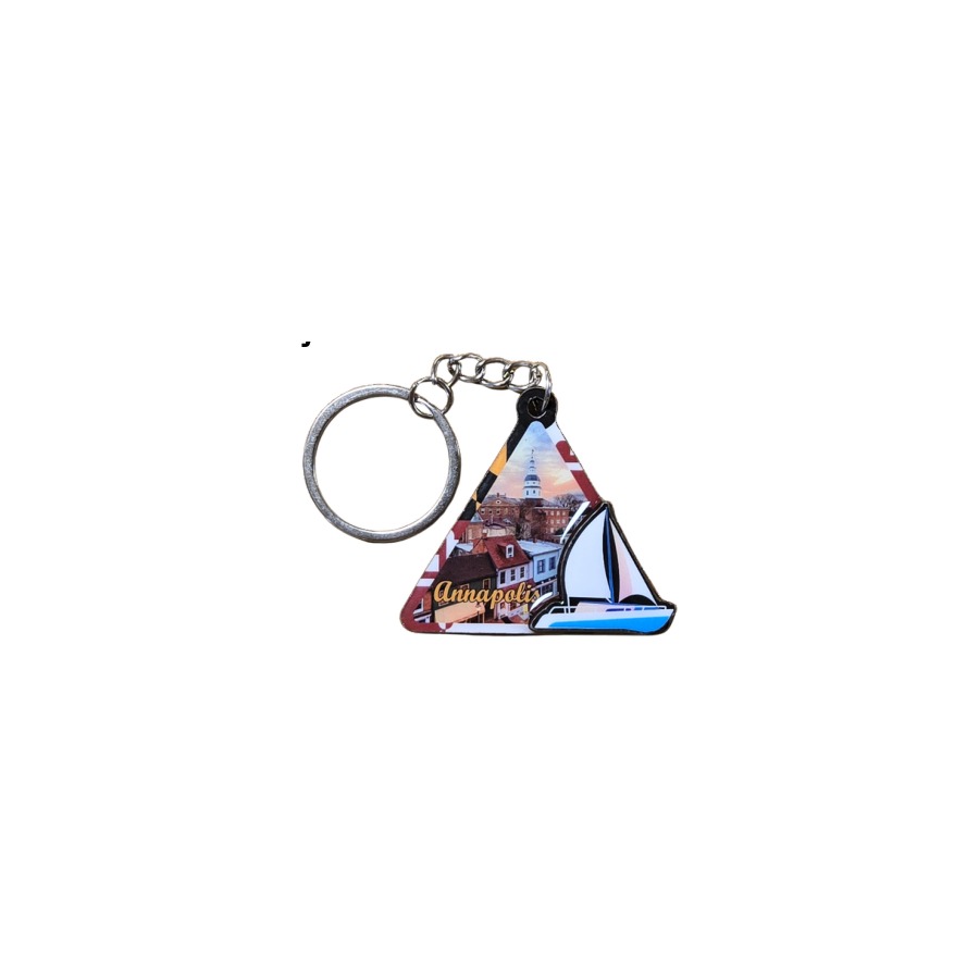 ANNAPOLIS TRIANGLE SAILBOAT 2-LEVEL DECO KEYRING