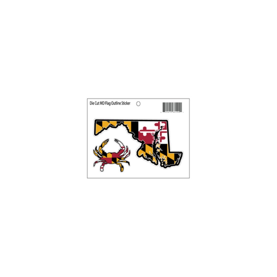 DIE CUT STICKER MD FLAG STATE OUTLINE