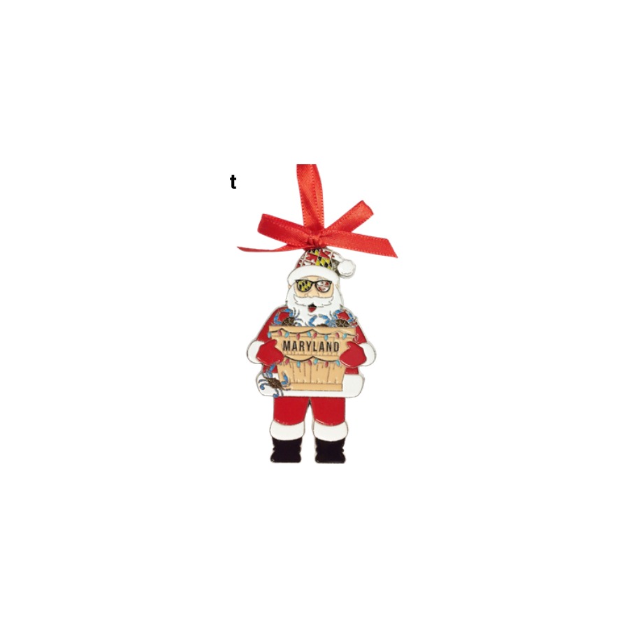 METAL ALLOY ORNAMENT MD FLAG SANTA