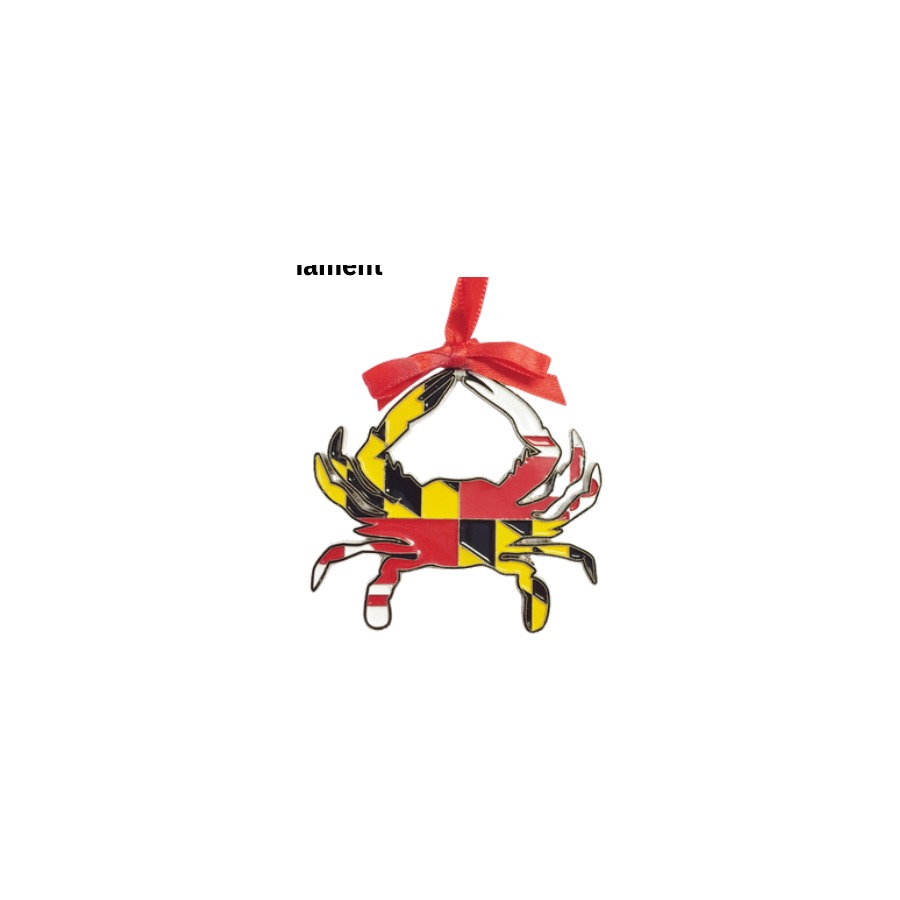 METAL ALLOY ORNAMENT MD CRAB FLAG