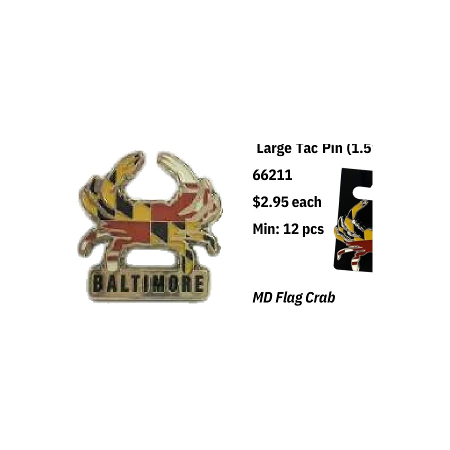 TAC PIN MD FLAG CRAB LARGE 1.5"