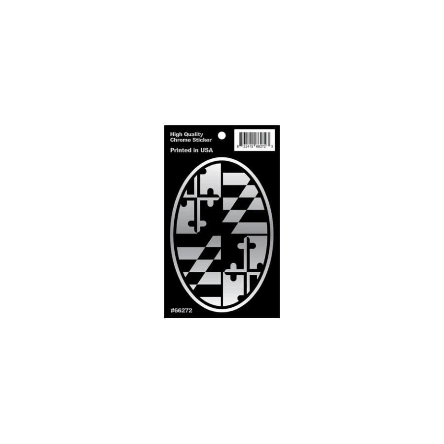 [66272] HANGING OVAL CHROME STICKER MD FLAG