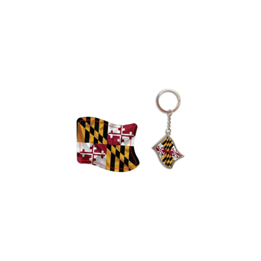 MD FLAG WAVING DIE CUT METAL KEYRING