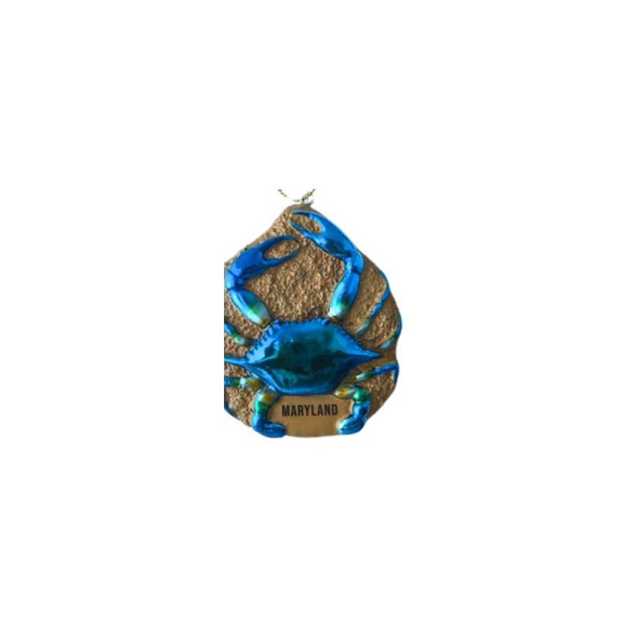 ORNAMENT RESIN METALIC BLUE CRAB SAND MARYLAND