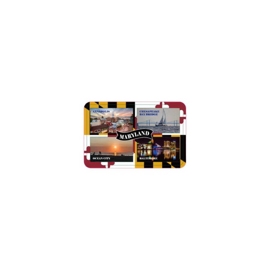 [66336] MARYLAND FLAG 4 PICS 2-LEVEL DECO MAGNET