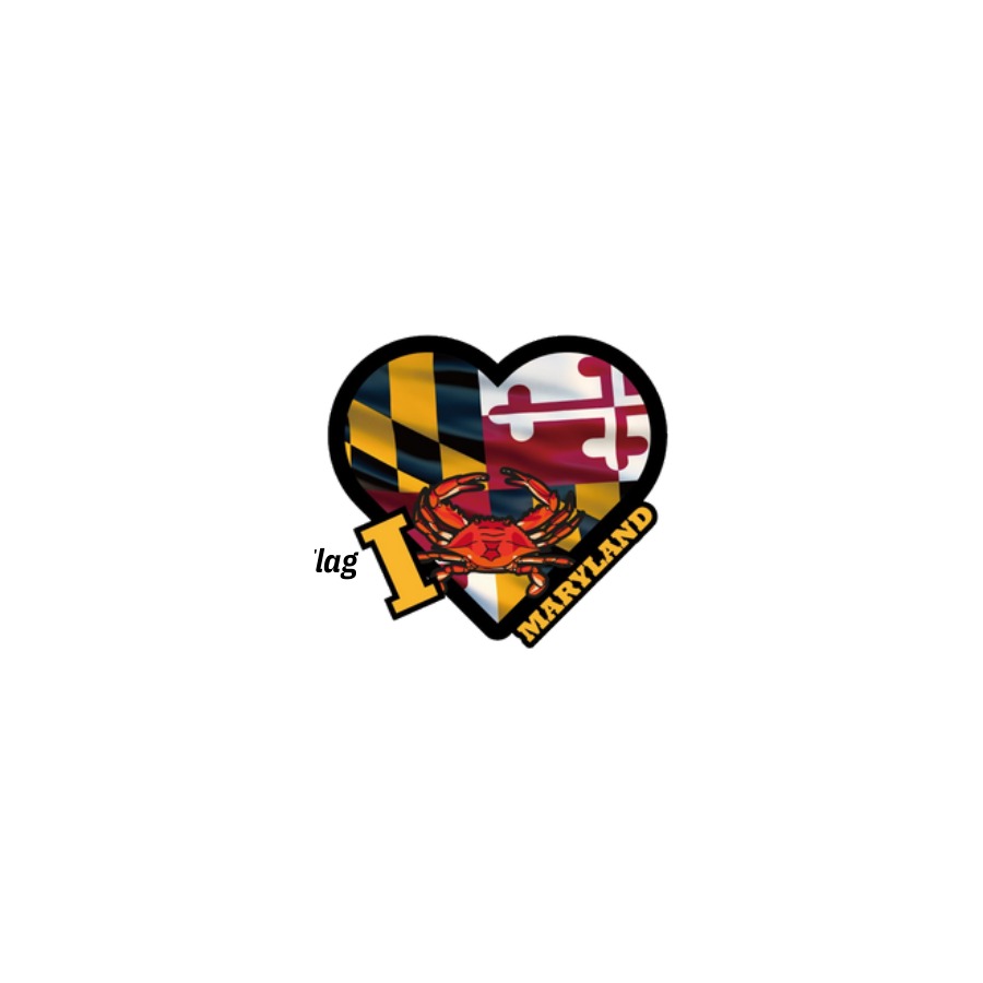 MD I HEART FLAG CRAB 2-LEVEL DECO MAGNET
