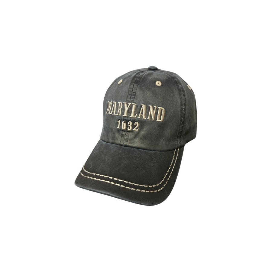 DARK BLUE MARYLAND TEXT WAXED HAT W/ METAL ADJUSTER