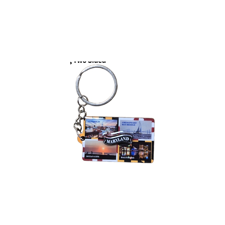 MARYLAND FLAG 4 PICS 2-LEVEL DECO KEYRING