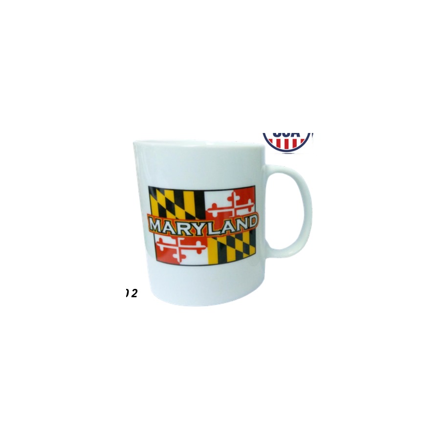 MUG MARYLAND FLAG WHITE 2 SIDED RECT. 11OZ