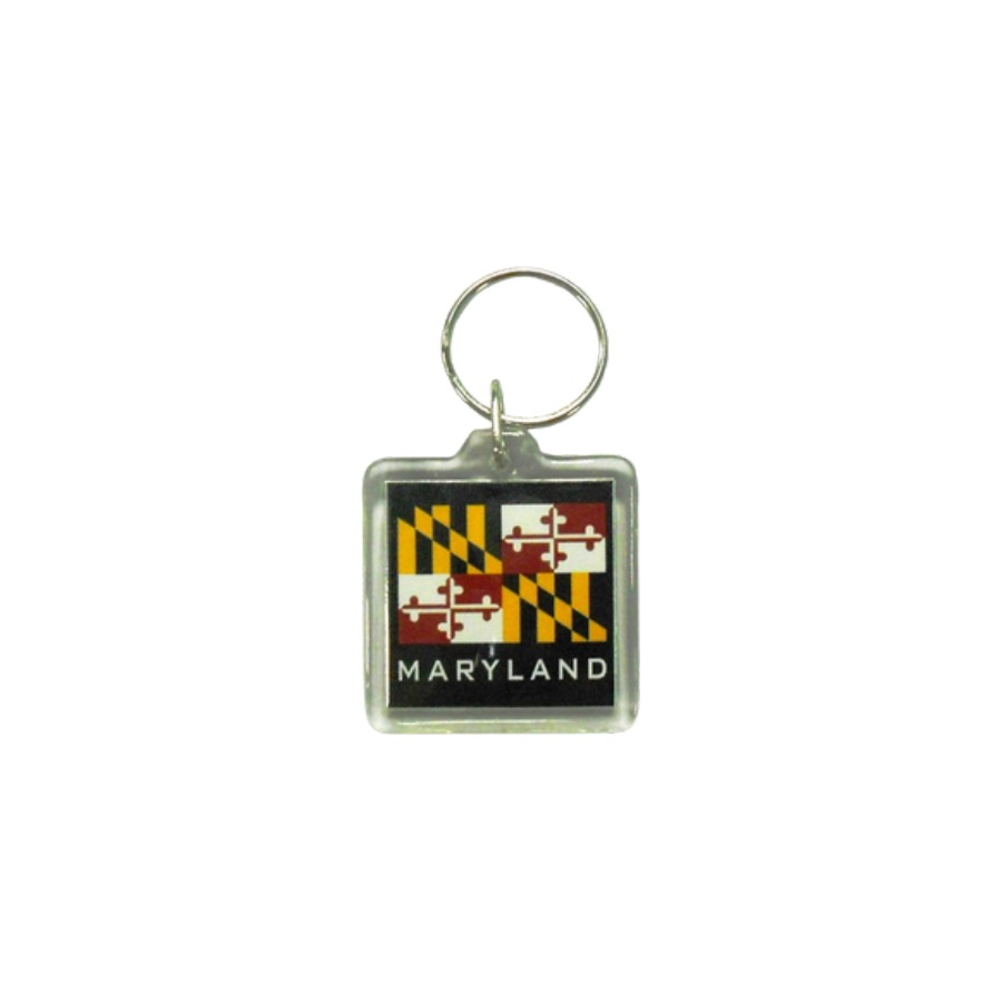 [66796] LUCITE KEYRING MD FLAG SQUARE