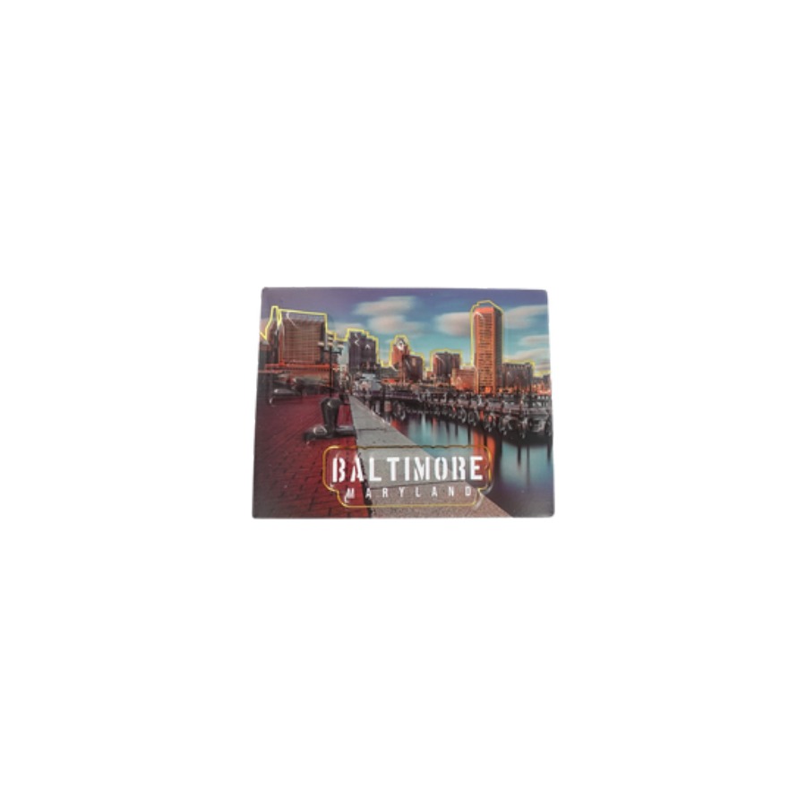 BALTIMORE INNER HARBOR PVC EMBOSSED MAGNET W/ GOLD HIGHLIGHTS