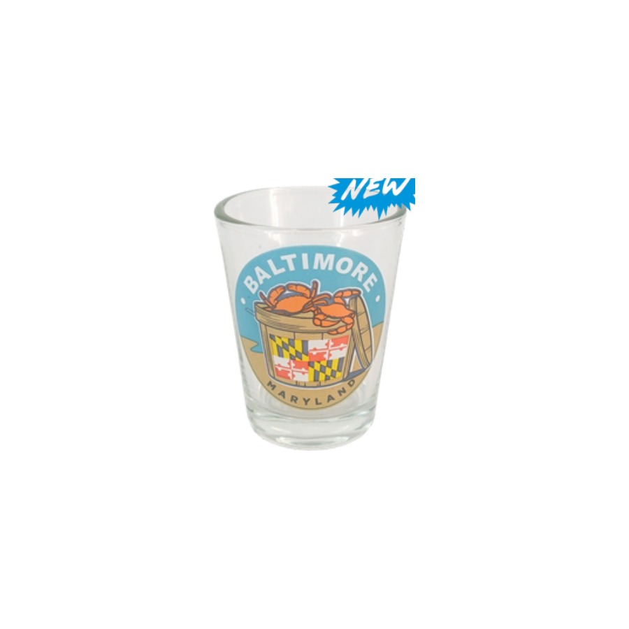 [66914] BALTIMORE CRAB BUSHEL MD FLAG SHOT GLASS