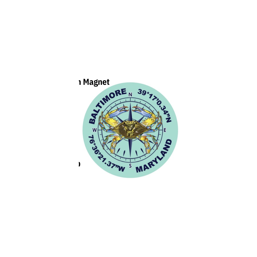 BALTIMORE CRAB COMPASS COORD 2.25" ROUND MAGNET