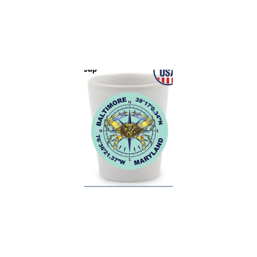 BALTIMORE CRAB COMPASS COORD FULL WRAP CERAMIC SHOT CUP
