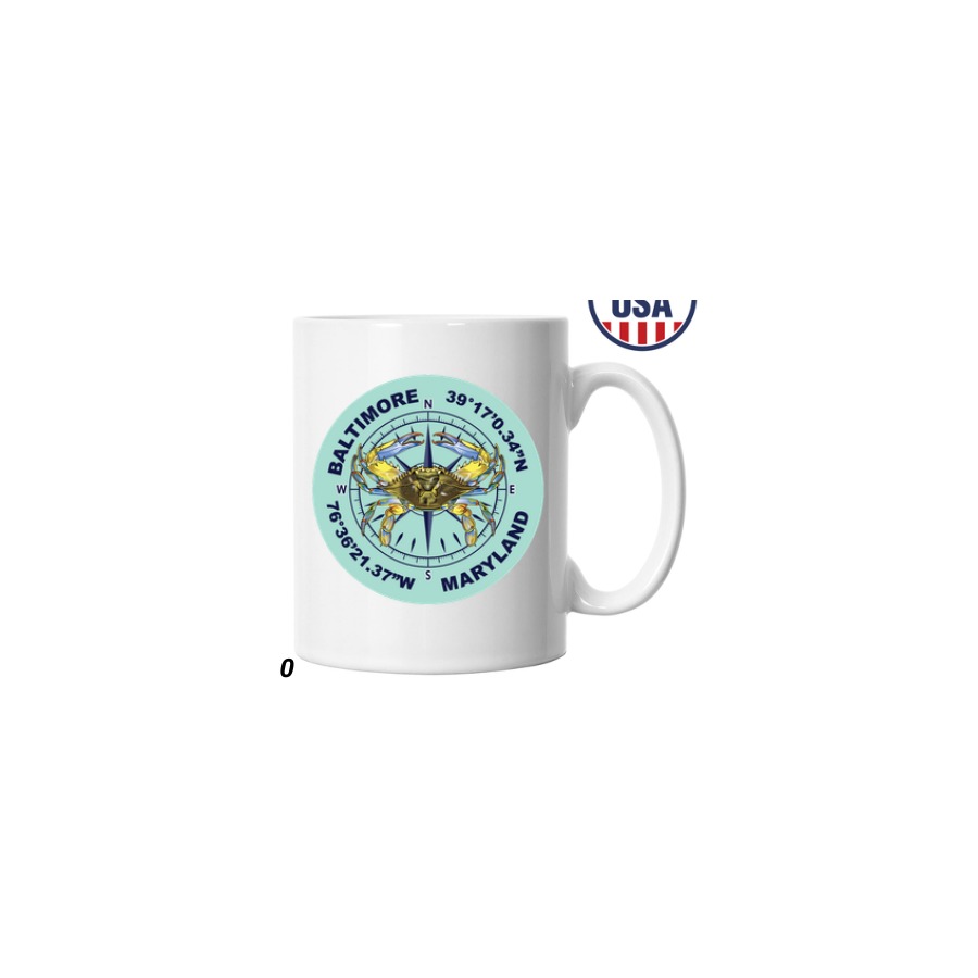 [66918] 11OZ MUG FULL WRAP BALTIMORE CRAB COMPASS COORD