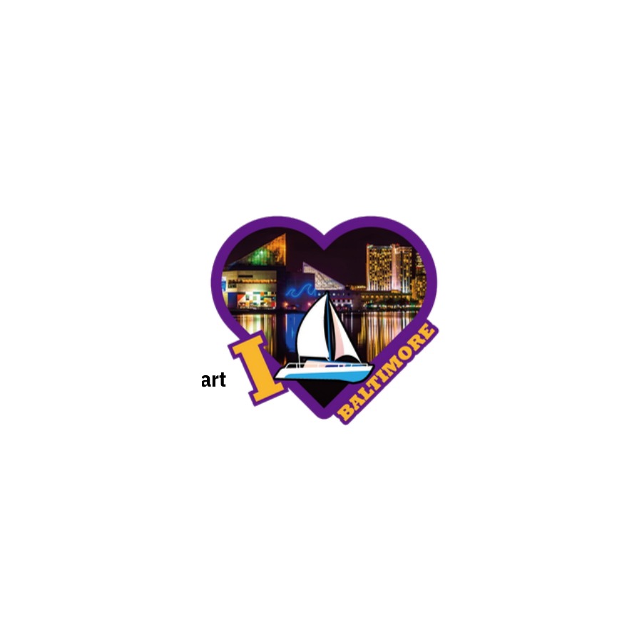 [66932] BALTIMORE I HEART AQUARIUM PURPLE 2-LEVEL DECO MAGNET