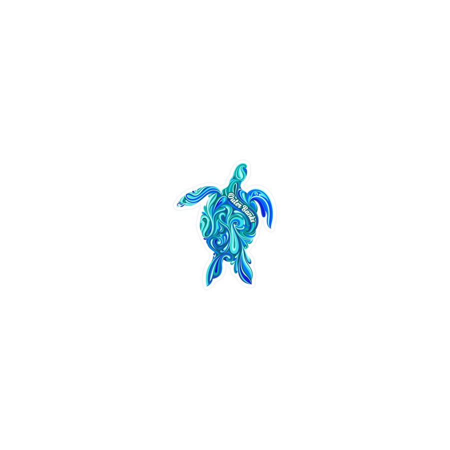 OBX SWIRL TURTLE TEAL EPOXY DIE CUT MAGNET