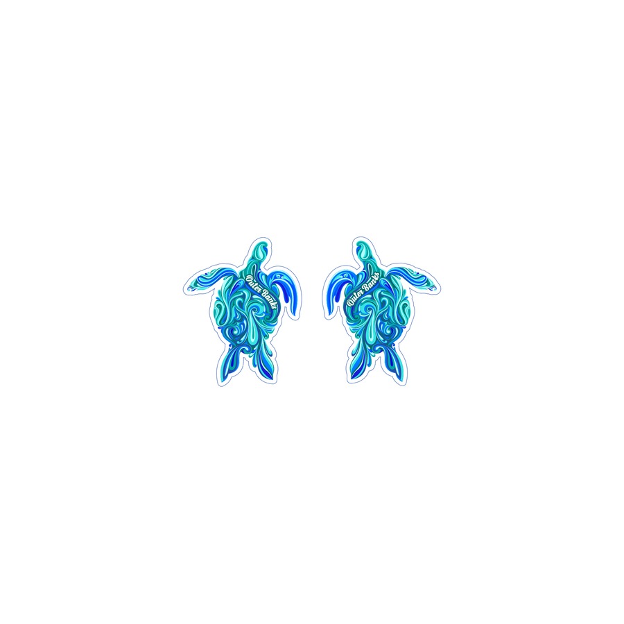 [71164] OBX SWIRL TURTLE TEAL EPOXY DIE CUT KEYRING