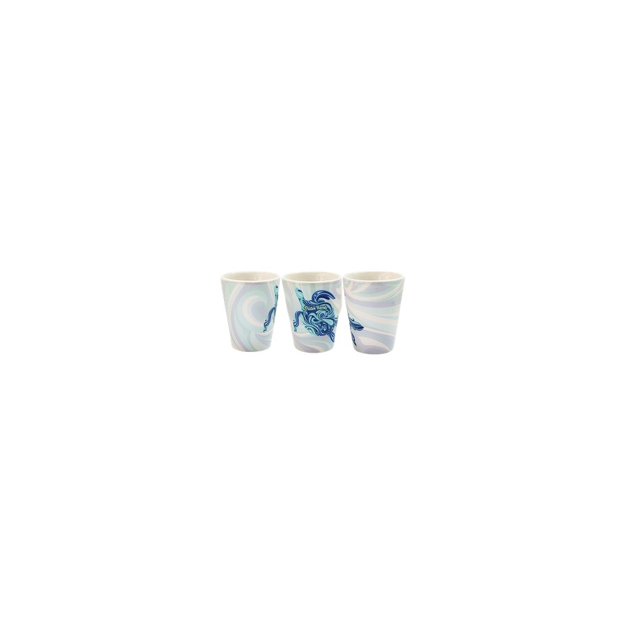 [71167] OBX SWIRL TURTLE TEAL FULL WRAP CERAMIC SHOT CUP
