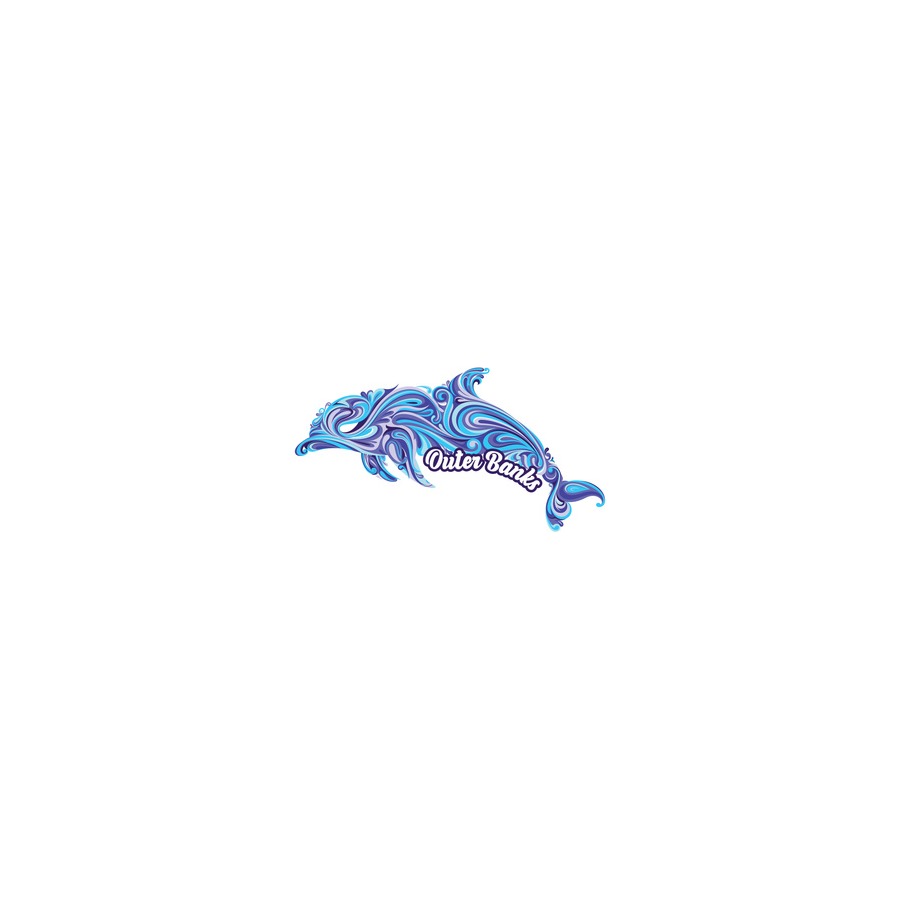 OBX DOLPHIN BLUE SWIRL FULL WRAP CERAMIC SHOT CUP