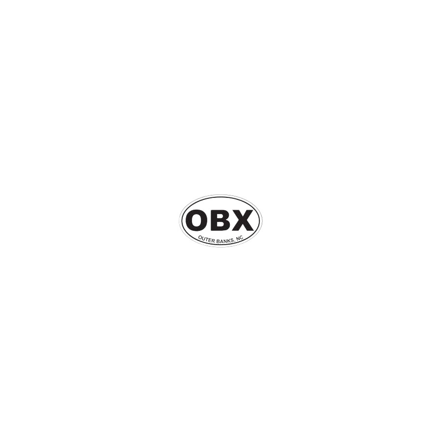 THIN DECOWOOD MAGNET OBX WHITE OVAL BLACK IMPRINT