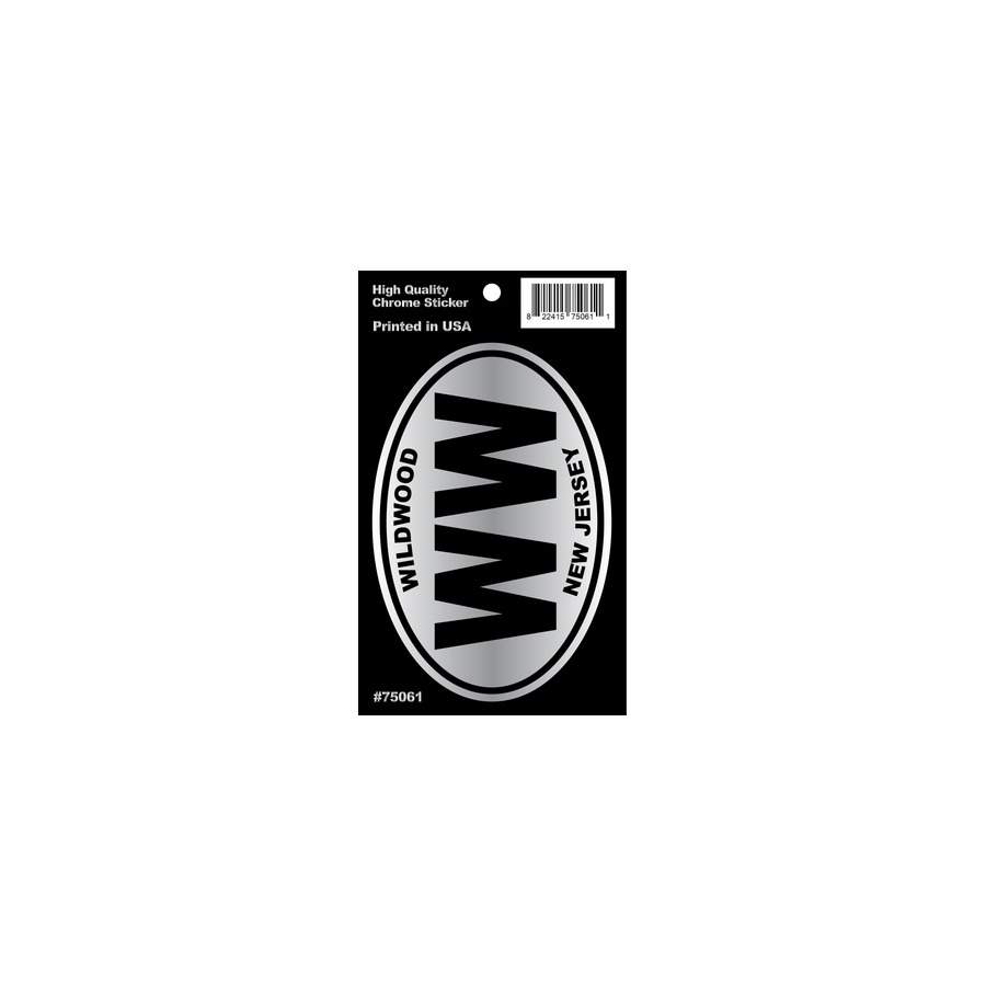 [75061] HANGING OVAL CHROME STICKER WW NJ WILDWOOD