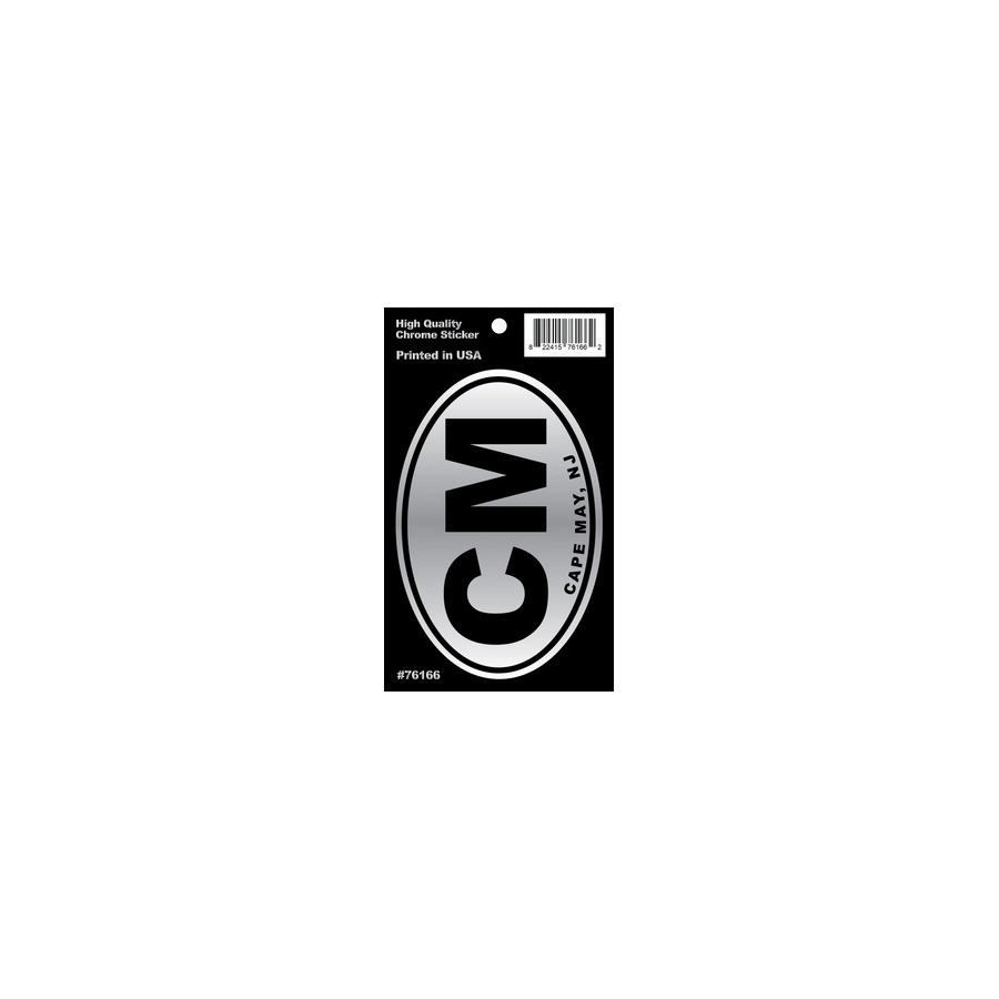 [76166] HANGING OVAL CHROME STICKER CM CAPE MAY