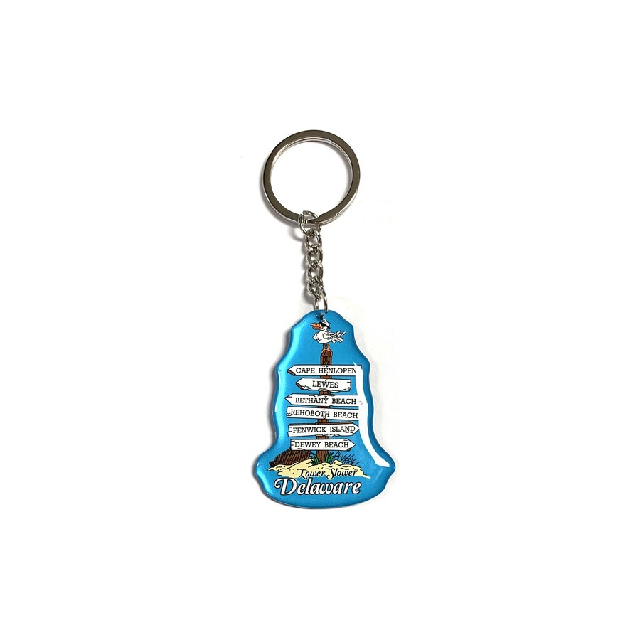 LSD LOWER SLOWER DE BEACH SIGN EPOXY DIE CUT KEYRING