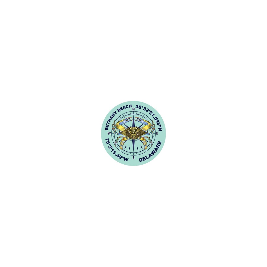 BB BETHANY BEACH CRAB COMPASS COORD PORC. ORNAMENT 3" SUB.