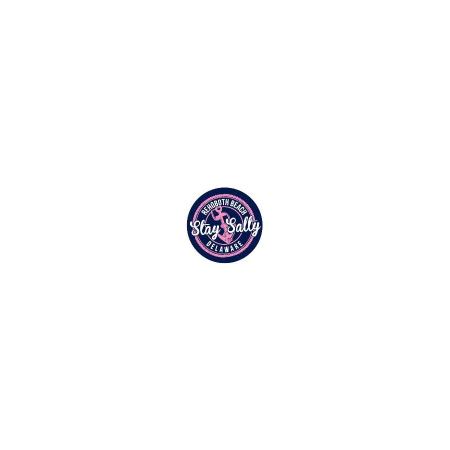 RB DE NAVY PINK STAY SALTY ANCHOR 5" ROUND STICKER W/ BAG
