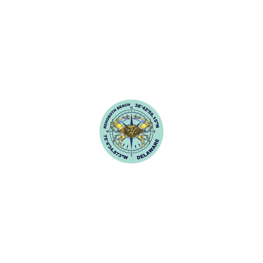 RB REHOBOTH BEACH CRAB COMPASS COORD 2.25" ROUND MAGNET