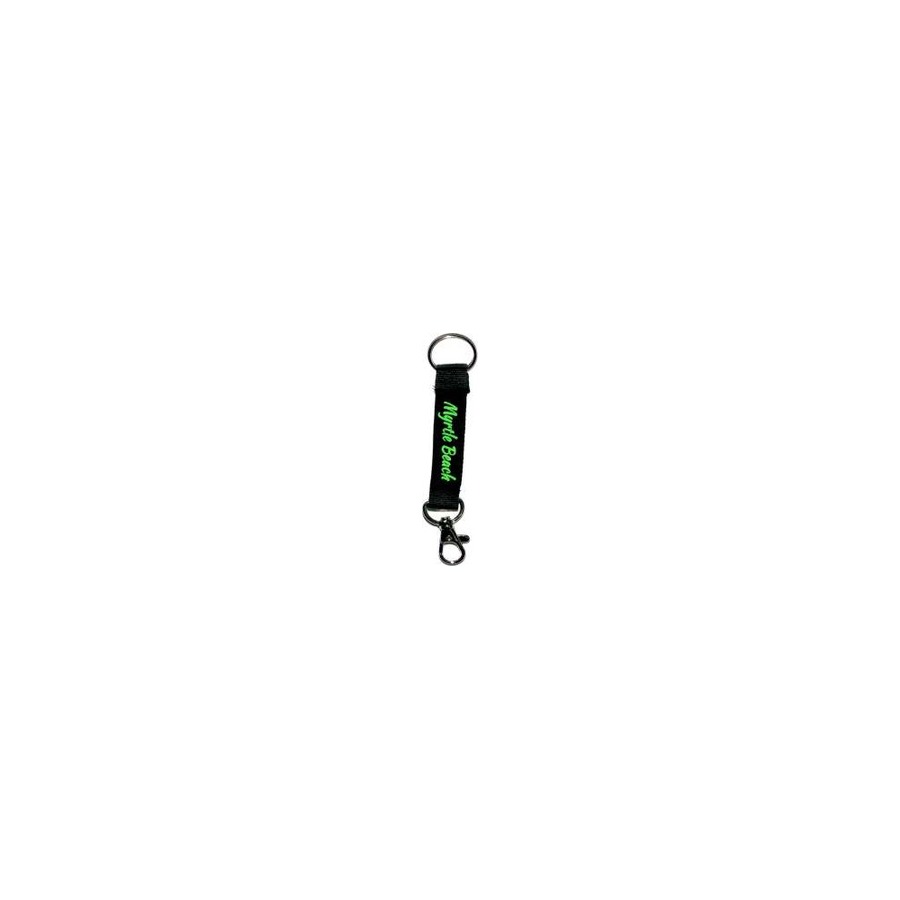 KEY RING LANYARD MYRTLE BEACH GREEN ON BLACK