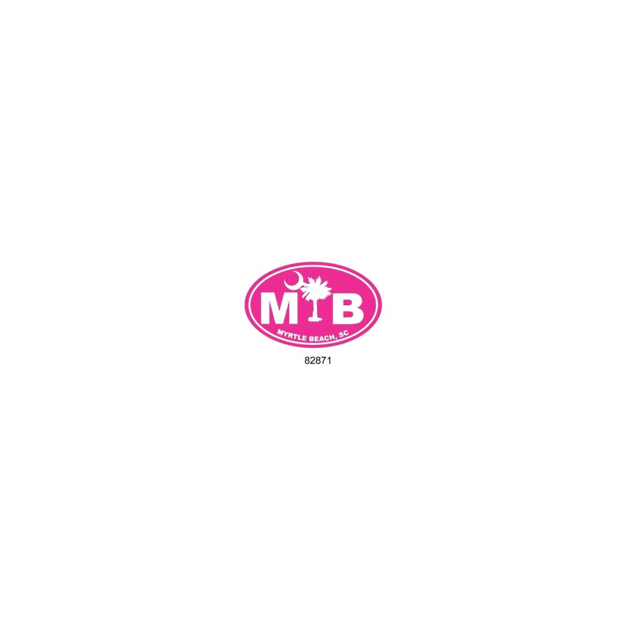 CAR MAGNET MB PALMETTO WHITE ON PINK OVAL