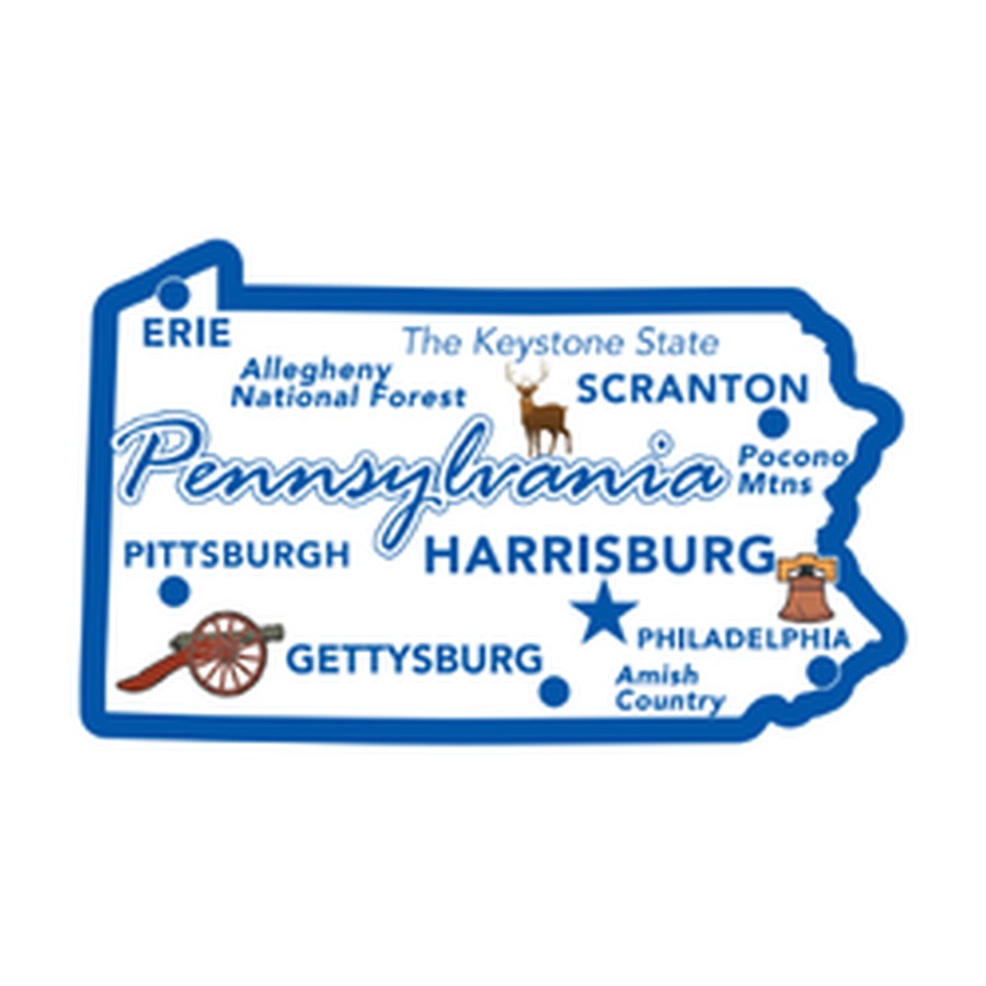 PA - FOIL DECO STATE MAGNET PENNSYLVANIA OUTLINE