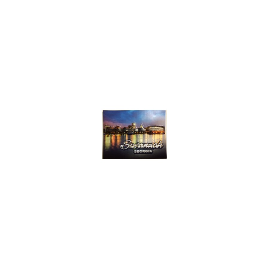 [86304] PVC EMBOSSED MAG SAVANNAH RIVER NIGHT SCENE SKYLINE