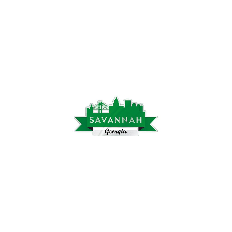 [86334] SAVANNAH SKYLINE FOIL DECO MAGNET GREEN