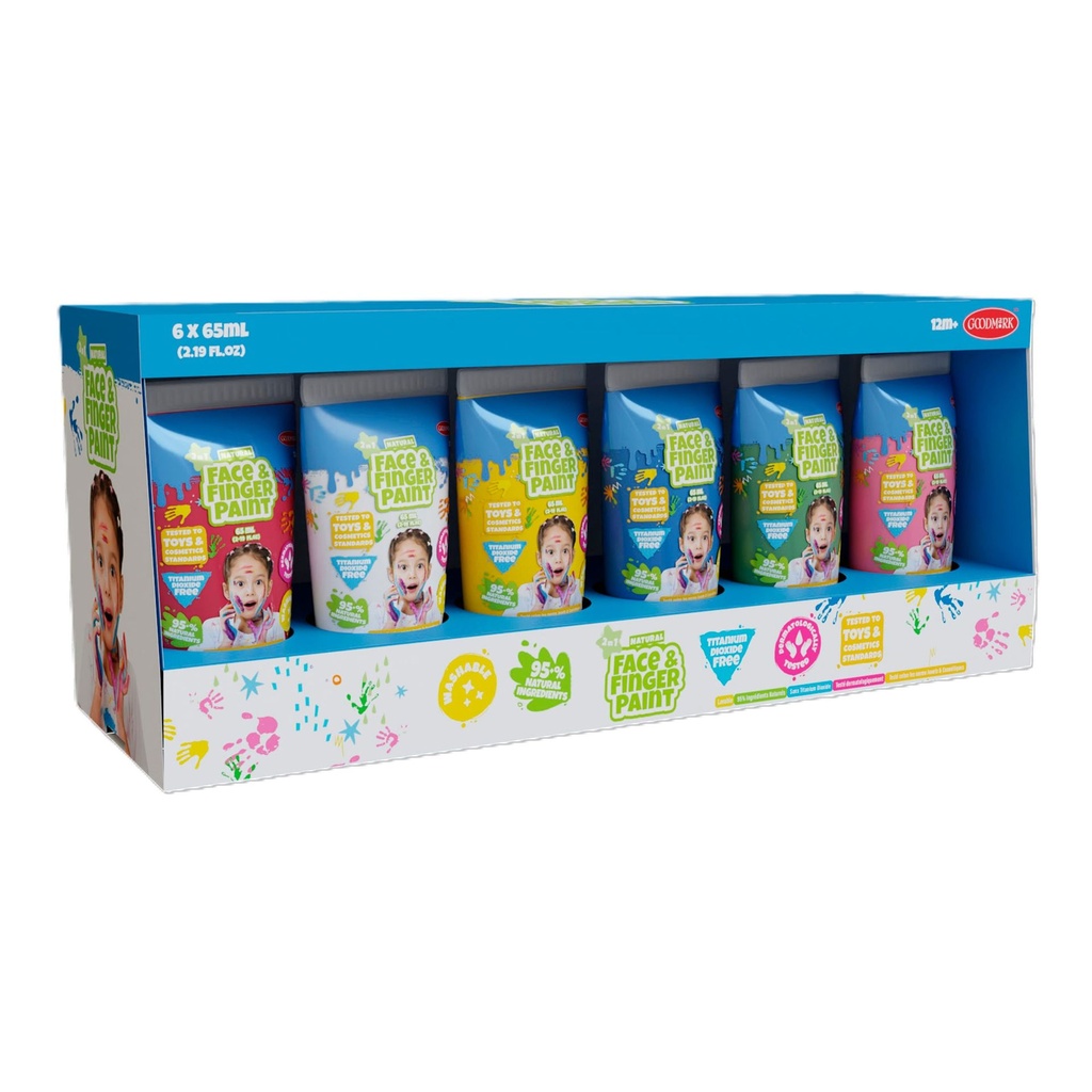2.3oz Natural Face and Finger Paints - 6pcs