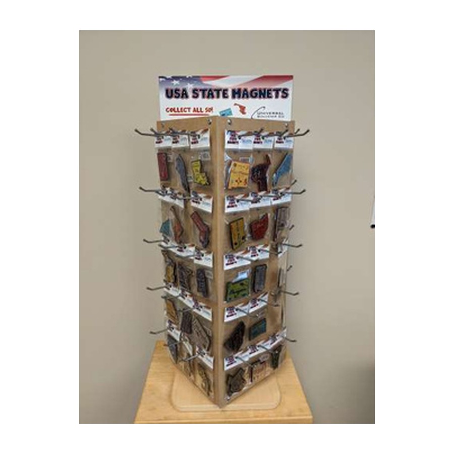 [10506] STATE MAGNET PROGRAM COUNTERTOP WOOD DISPLAY W/ HEADER