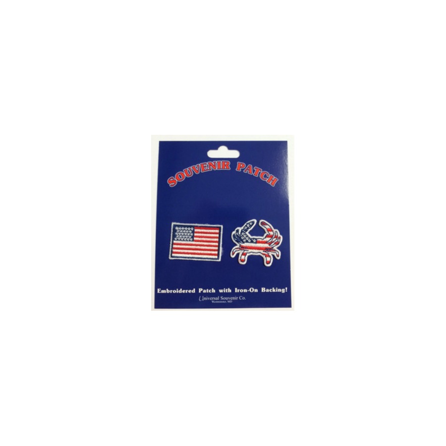 [15019] USA FLAG & CRAB 2 PACK PATCH