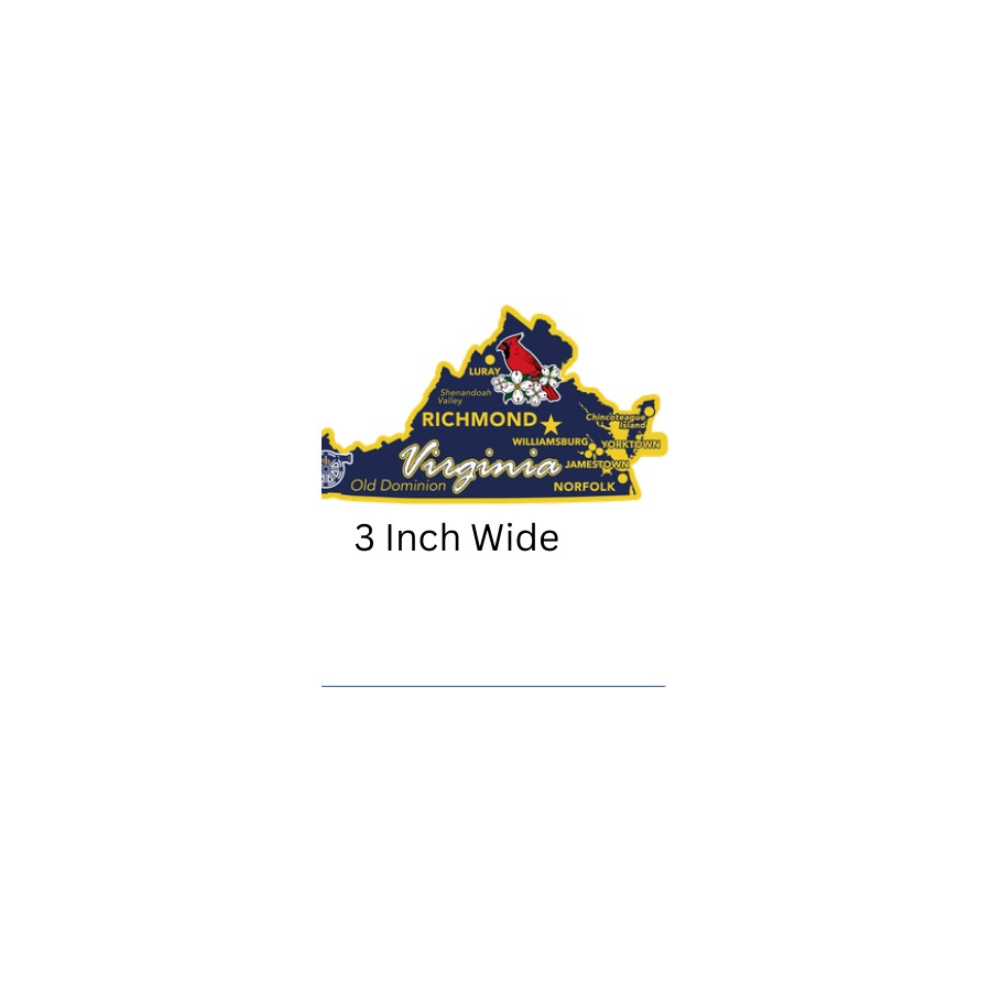 [20305] VA - FOIL DECO STATE MAGNET VIRGINIA OUTLINE (NAVY & GOLD) JET, YT, LURAY