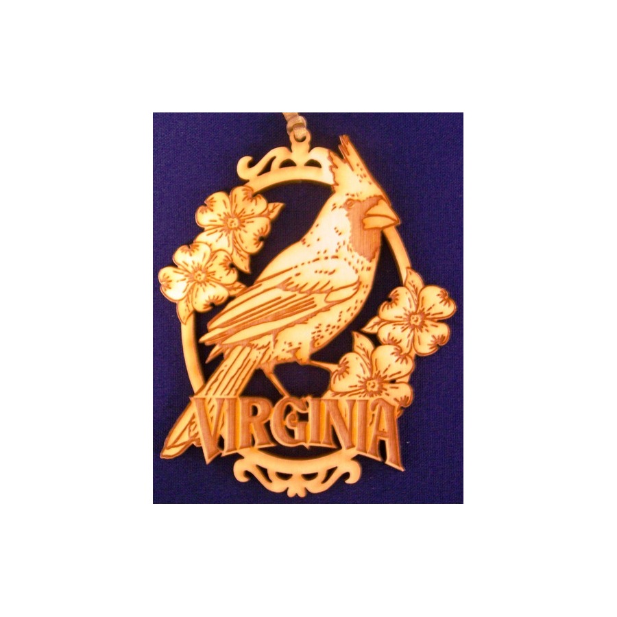 [20439] ORNAMENT WOOD VA CARDINAL