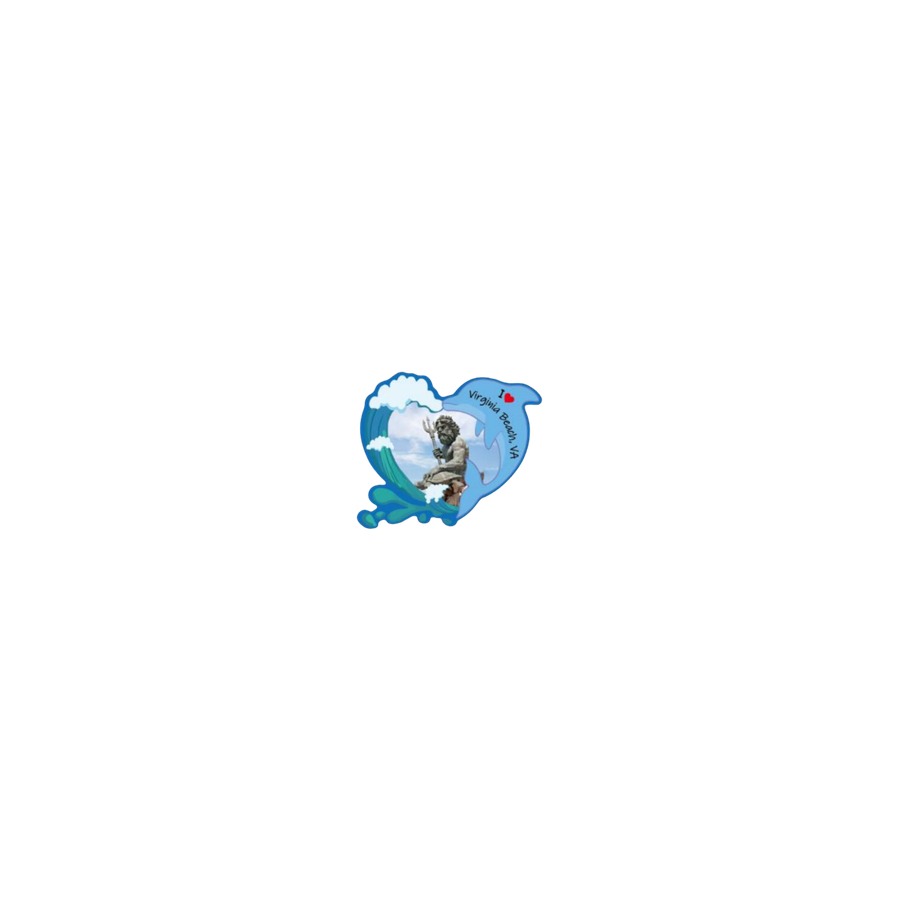 [30132] DOLPHIN HEART VB NEPTUNE EPOXY 2-LEVEL DECO MAGNET