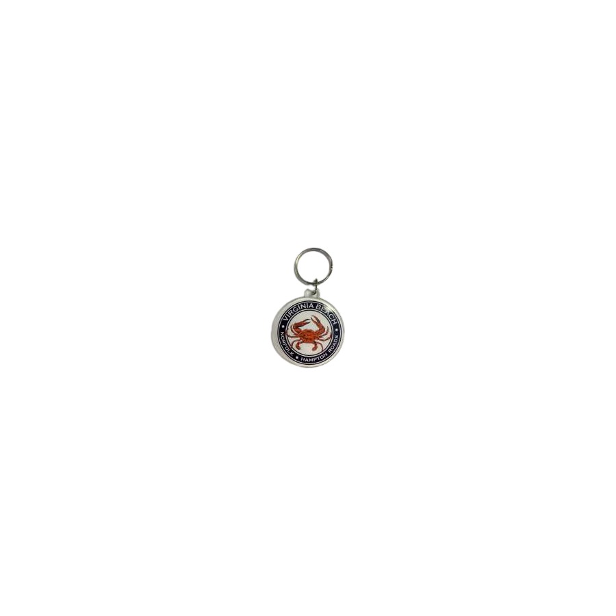 [30185] LUCITE KEYRING VB CRAB NORFOLK HAMPTON ROADS CIRCLE