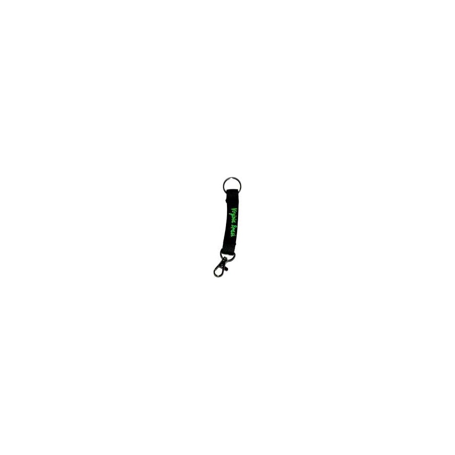 [30485] Key Ring Lanyard Black/Neon Green Imprint