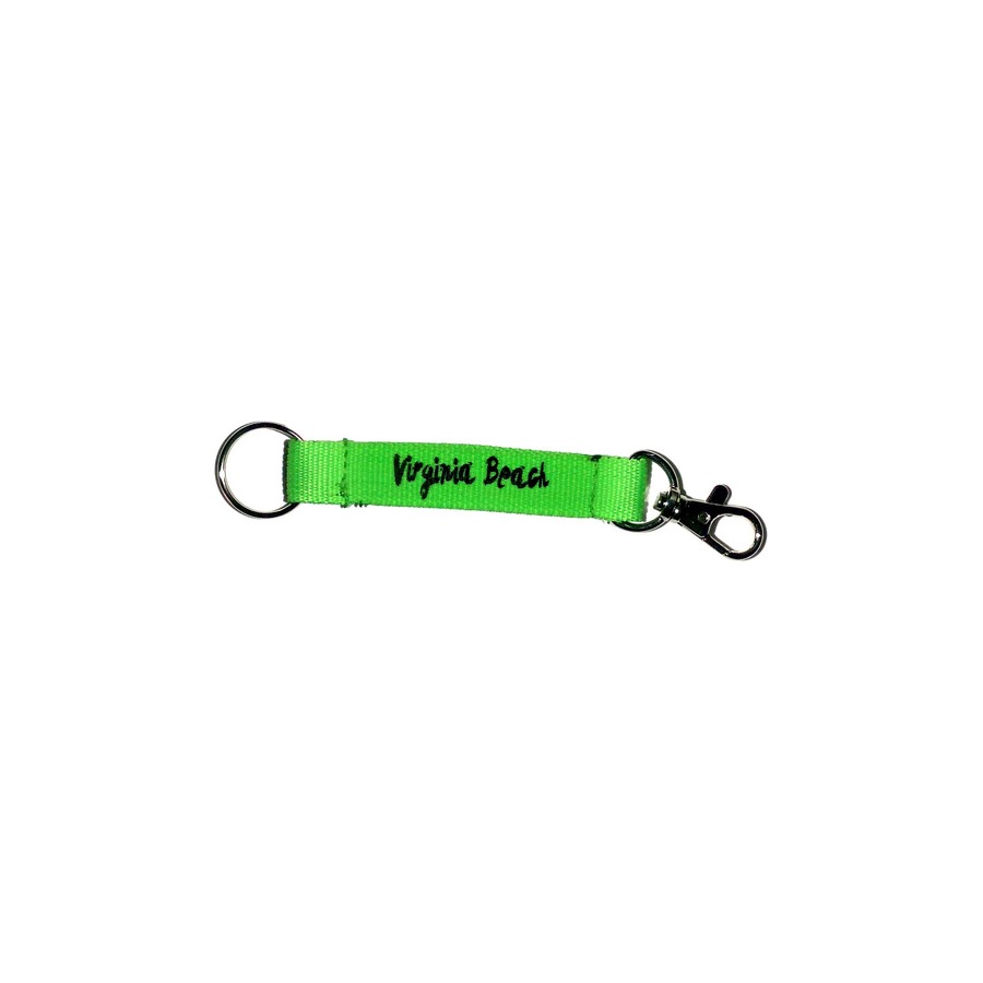 [30486] Key Ring Lanyard Green/Black Virginia Beach Imprint