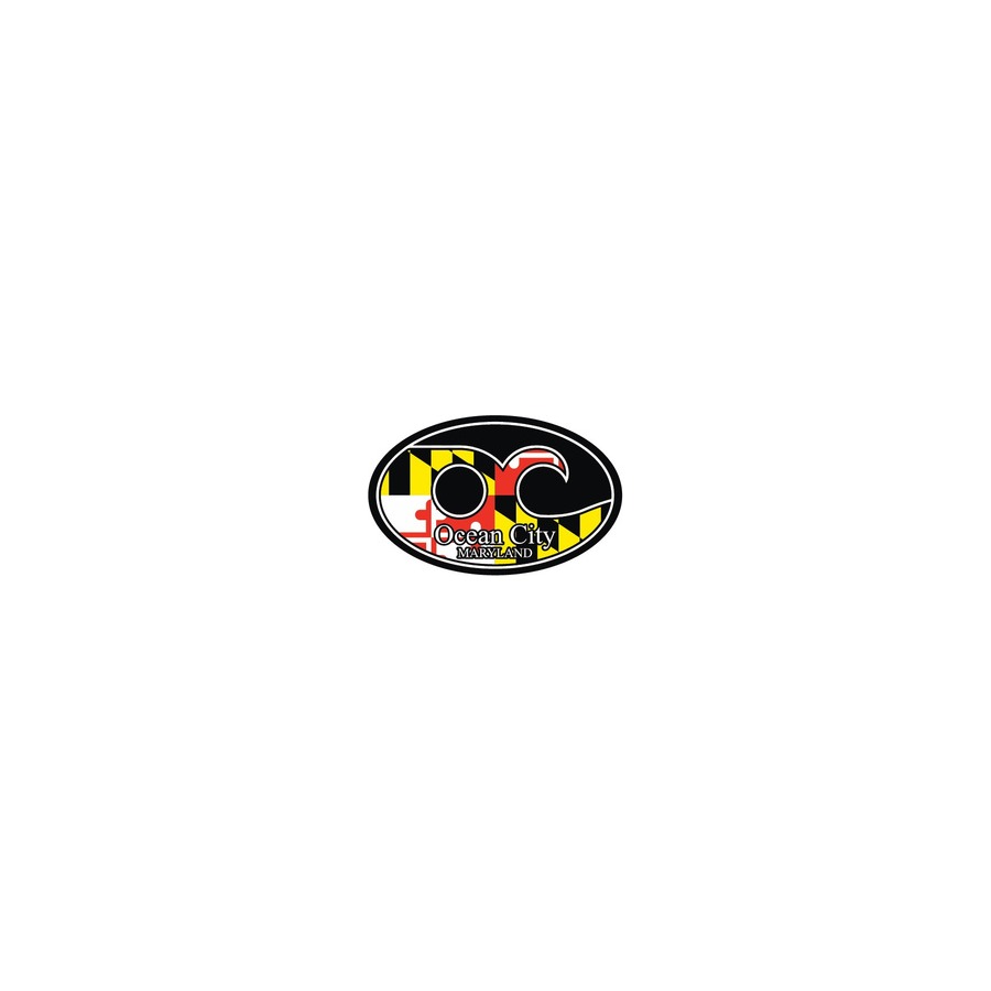 [57063] 4X6 PEEL TAB OVAL STICKER OC WAVE MD FLAG